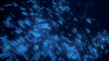 Poster - Abstract techno background. 3d technological composition. Information technology concept. Digital cyberspace with particles. 3d vector illustration.