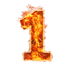 Fototapete - Fiery Number One Symbol Burning with Intense Energy and Passion - Powerful Graphic Representation of Strength,Danger,and Chaotic Destruction