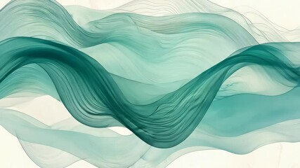 Poster - Experience calming abstract visuals with flowing waves in serene blue and green tones for relaxation and mindfulness