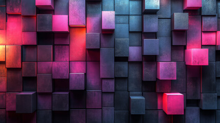 Poster - Abstract background of a colorful cube wall.