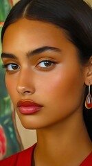 Wall Mural - A close up of a woman wearing a pair of earrings