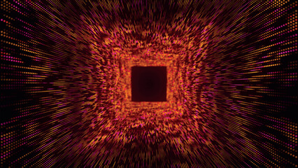 Poster - Colorful Tunnel Background. Abstract techno digital background. Big data visualization. Data flow information. Concept of digital communication. Wormhole. 3d vector illustration.