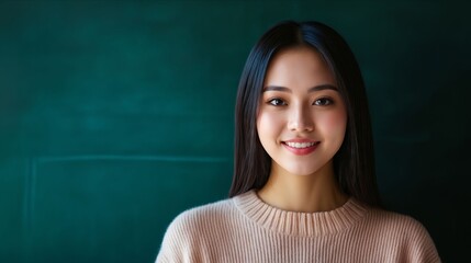 Sticker - A woman in a pink sweater smiles at the camera