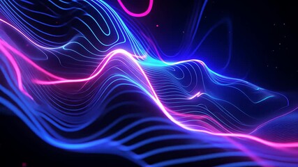 Poster - Experience mesmerizing neon wave patterns flowing through a digital landscape filled with vibrant colors