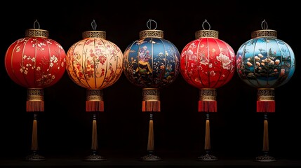Wall Mural - beautifully crafted chinese lanterns featuring intricate patterns and cultural symbols associated wi