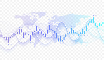 Poster - Stock market or Forex trading graph in graphic concept for financial investment or economic trends business idea design. Worldwide finance background. Vector illustration