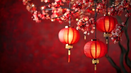 Wall Mural - vibrant chinese new year red cultural symbols celebrating prosperity good fortune and the lunar new 