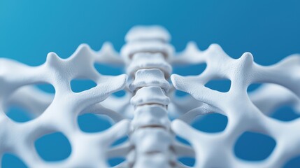 Wall Mural - Detailed Human Spine Model on Blue Background