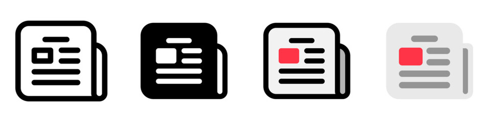 Wall Mural - Vector newspaper newsletter icon. Black, white background. Perfect for app and web interfaces, infographics, presentations, marketing, etc.