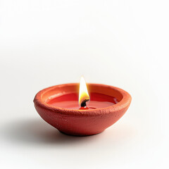 Sticker - diwali festival concept oil lamp or diya on white background