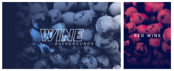 Poster - Presentation cover template. Image of grapes with vector halftone effect. Ideal for wine designs.