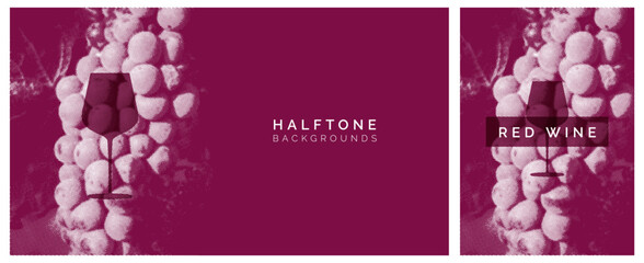 Poster - wine-backgrounds-halftone-covers-red