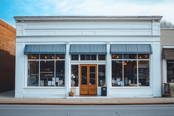 The exterior facade of a generic small business, Generative AI