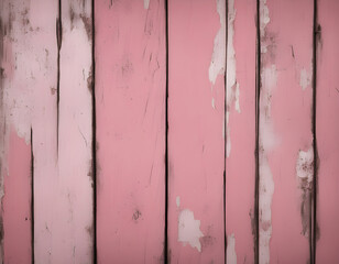 Sticker - Vintage pink wood and silhouette Leaves background with peeling paint