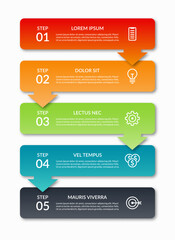 Wall Mural - infographic template with 5 arrows pointing down. vector design elements for infographics. can be us