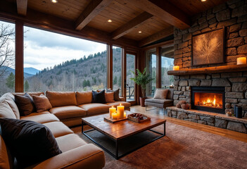 living room with fireplace