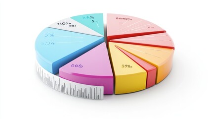 Aufkleber - A pie chart displaying personal finance data, with different sections for savings, expenses, and investments, accompanied by labels and percentages on a sleek white background.