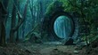 © Shutter2U - Mysterious stone portal in a lush, enchanted forest.