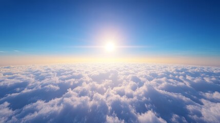 Wall Mural - a serene view above scattered clouds, the sky a rich blue