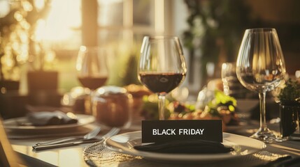 Poster - A table with a black friday sign on it