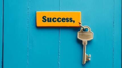 Aufkleber - A key with the word Strategy unlocking a door labeled Success representing the critical role of strategic planning in driving business achievement growth and long term prosperity
