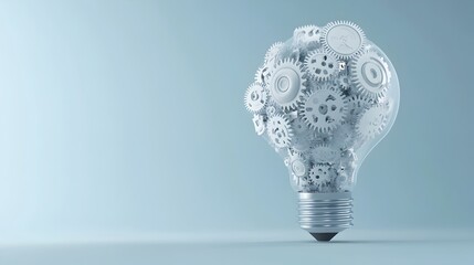 Aufkleber - A lightbulb made of interconnected gears and cogs representing the concept of innovation teamwork and in a business or industrial setting  The image symbolizes the synergy efficiency