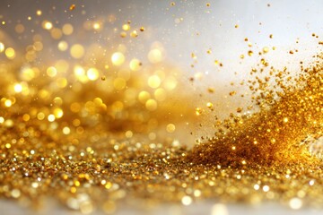 Canvas Print - sparkling golden glitter close-up with luxurious gold texture