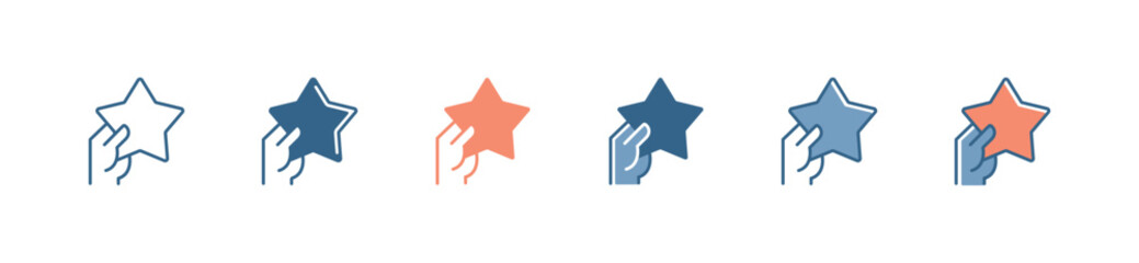 Aufkleber - hand holding star icon set business competition people goal dream achievement success vector illustration