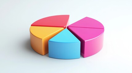 Poster - a segmented 3d pie chart with raised portions, set against a minimalist white background, emphasizin