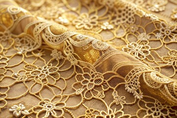 Poster - Golden lace fabric with intricate and luxurious gold textured design