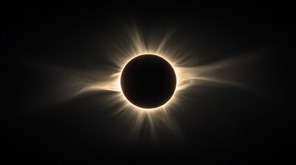 Wall Mural - a total solar eclipse, with the sun corona glowing in a ring around the moon, casting a surreal glow