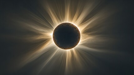 Wall Mural - a total solar eclipse, with the sun corona glowing in a ring around the moon, casting a surreal glow