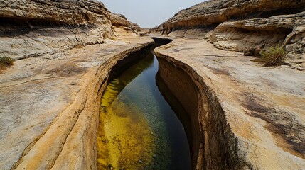 Poster - Centuries old water channels carved into weathered rock a testament to the relentless power of flowing water and the ever evolving landscape