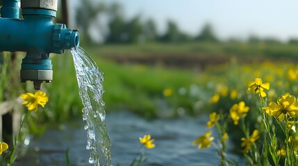Aufkleber - Channeling Water s Energy An Irrigation System Symbolizing Humanity s Ability to Harness Water s Power for Agricultural Growth Productivity and Sustainable Development