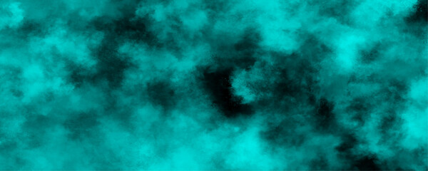 Wall Mural - abstract teal smoke on black background. abstract grainy and empty smooth grunge texture watercolor 