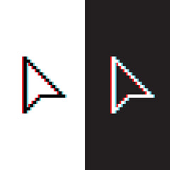 Poster - glich effect pixel arrow cursor icon. Vector pixel art 8 bit logo for game
