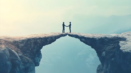 Poster - Collaborative Hands Bridging the Gap   A Symbolic Image Representing the Power of Partnership Teamwork and Collective Effort to Overcome Challenges and Achieve Success in the Business World