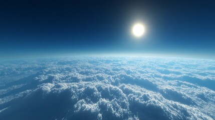 a breathtaking view above the clouds, deep blue sky