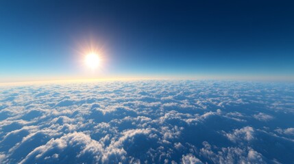a bright skyscape with minimal clouds, deep blue sky