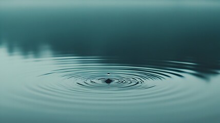 Poster - Delicate water droplets creating mesmerizing ripple patterns in a calm serene pond symbolizing the subtle yet powerful influence of water and its fluid transformative nature