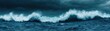 © nunoi - Ocean waves violently crashing against a cliffside under a stormy sky, capturing the energy and power of water stormy ocean, water strength