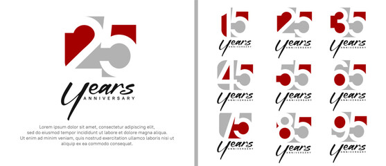 anniversary logo set. vector design red and grey color can be use for celebration moment