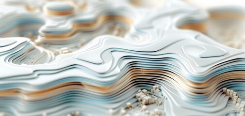 Poster - Abstract layered design showcasing fluid curves and vibrant colors, ideal for backgrounds or artistic projects. Perfect for creative expressions and digital designs.