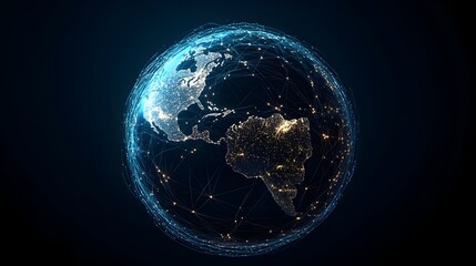 Fototapete - Glowing network of lines wrapped around a globe symbolizing the interconnectedness and global reach of modern international business and digital communication technologies
