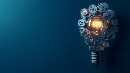 Poster - Innovative Lightbulb Composed of Interconnected Gears and Cogs Representing the Concept of Problem Solving in a Business or Corporate Setting