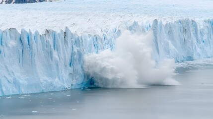 Poster - Massive glaciers slowly melting into the tranquil ocean symbolizing the slow yet powerful process of water continuously reshaping the earth s landscape and environment