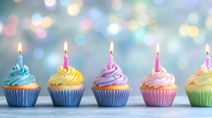 Sticker - Birthday Cupcakes with Candles