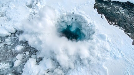 Poster - Raging Spring Thaw Unstoppable Ice Dam Breakout Unleashing Powerful River Flow with Cascading Water Dynamic Natural Energy and Seasonal Transition
