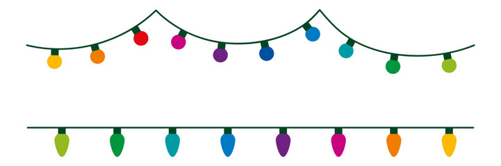Wall Mural - christmas lights. string colorful. christmas lights different shape. christmas light bulb vector. st
