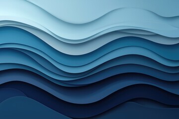 Canvas Print - Abstract Blue and White Wavy Paper Background